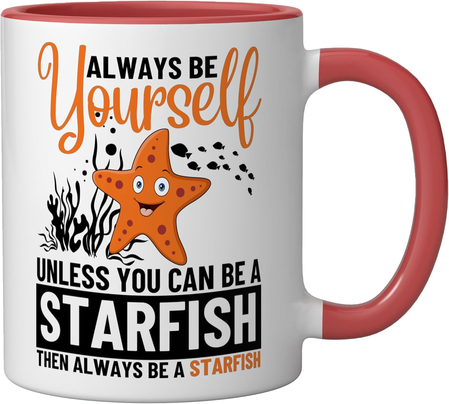 Taza Cerámica Autoestima Estrella de Mar Rojo/Blanco