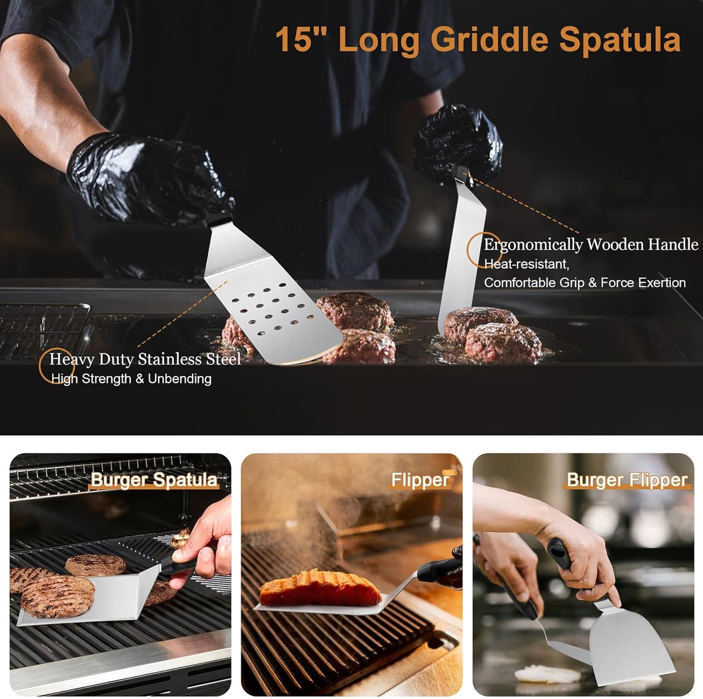 Set 35 accesorios parrilla espátulas prensa cubierta raspador