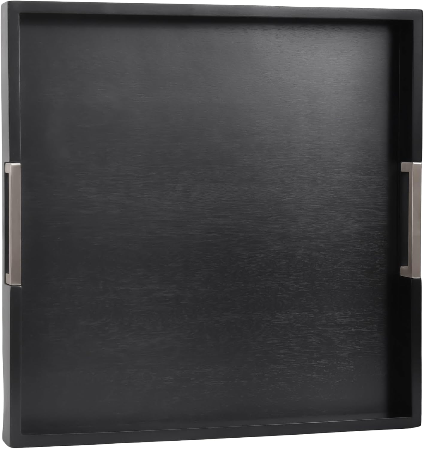 Tray Rectangular Madera con Manillas Negro 22x22x2pulg