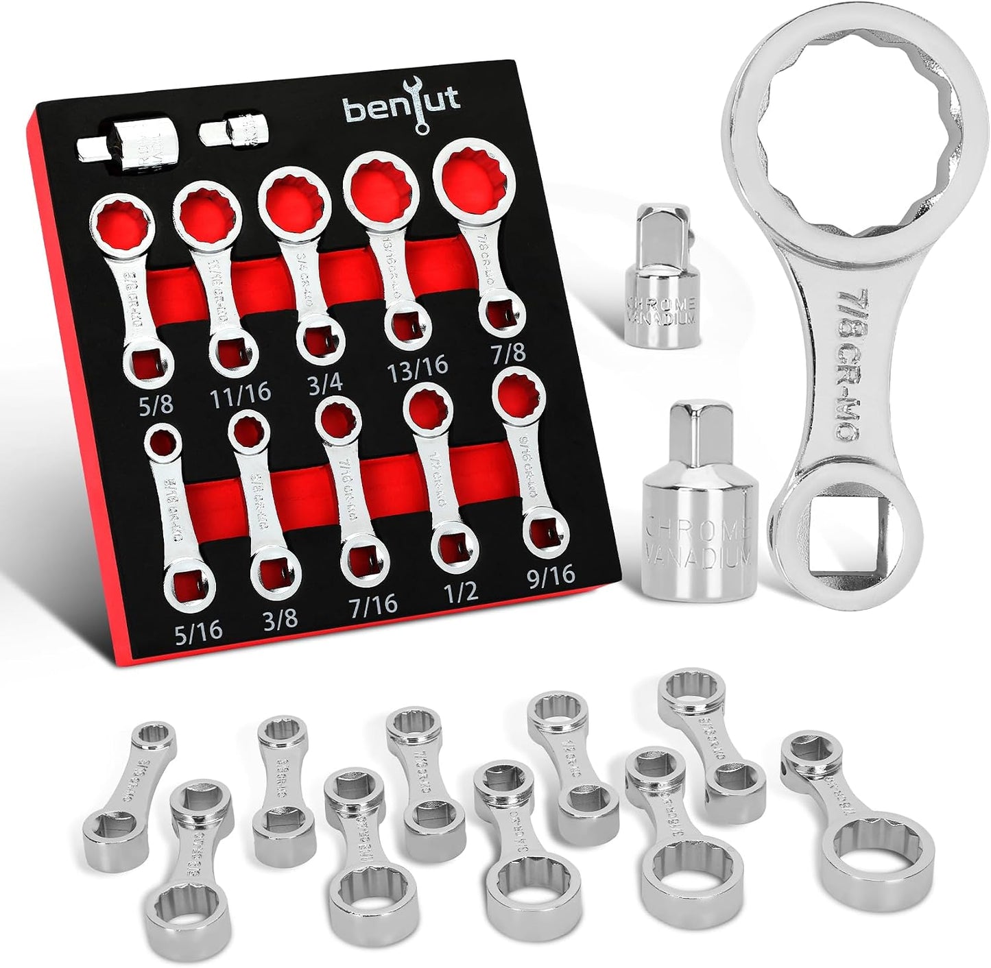 Set 12 adaptadores SAE 5/16-7/8 llave dinamométrica