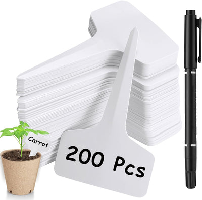 200 Etiquetas Plantas Forma T con Bolígrafo Jardín