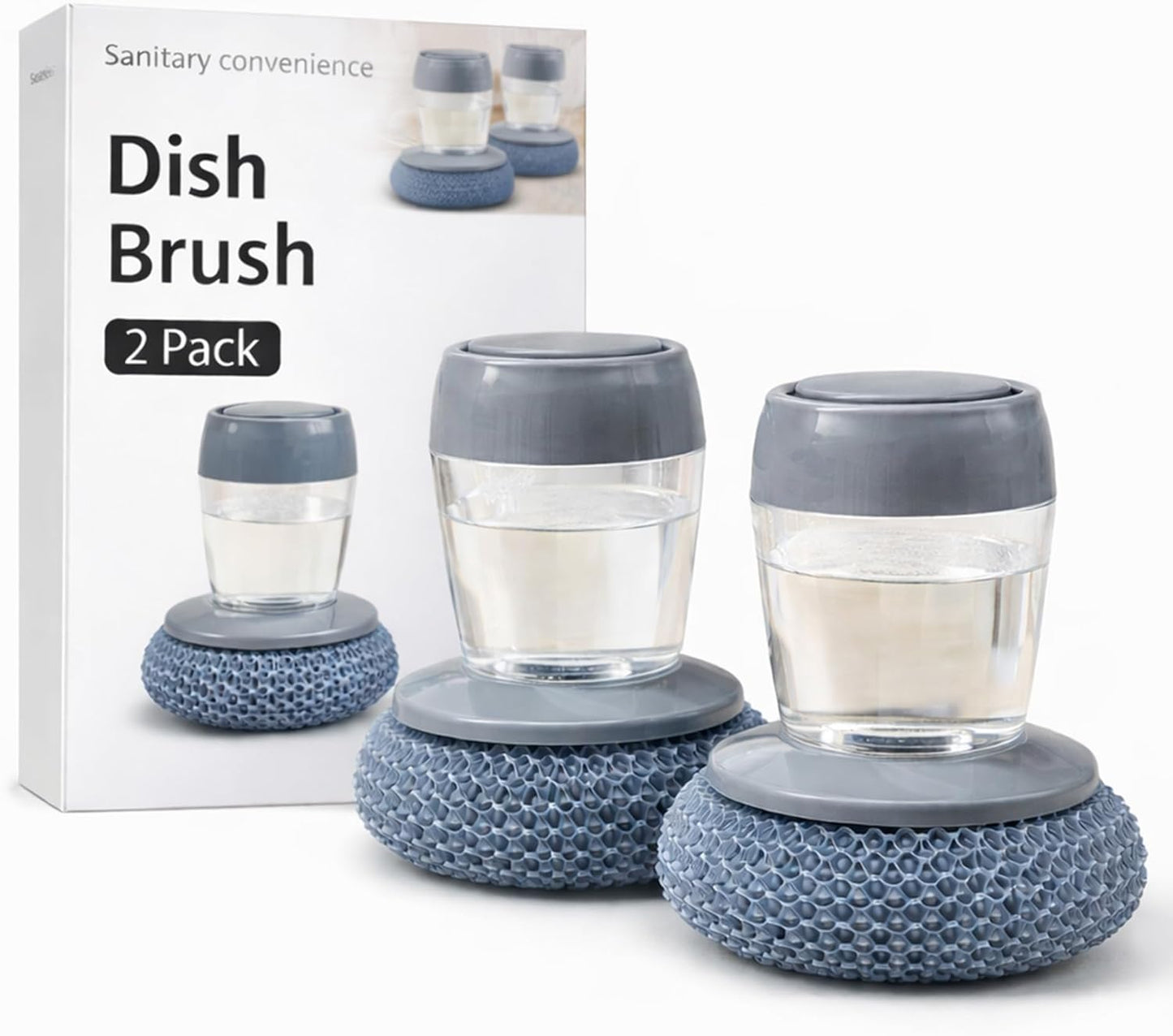 Cepillo para platos OXO con cepillo dispensador de jabón y raspador