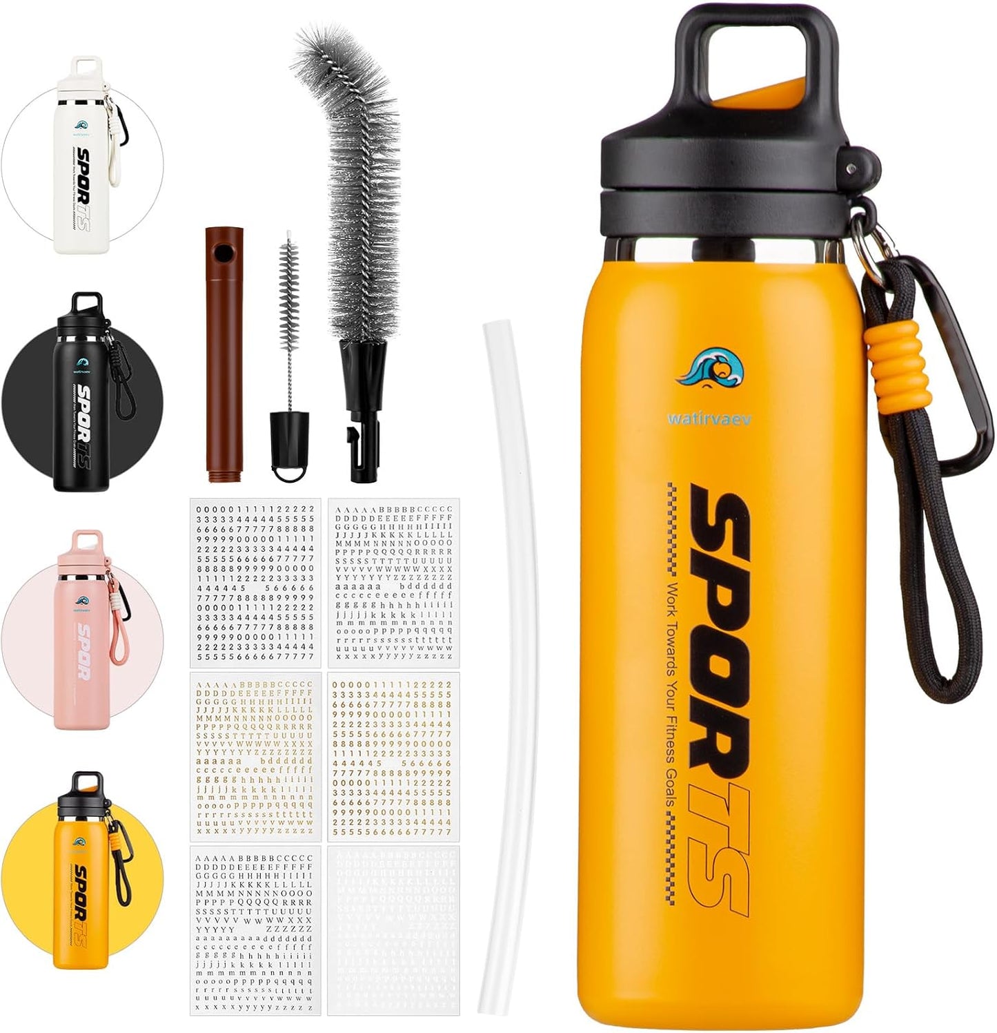 Botella agua aislada acero inox sin BPA 20oz amarillo