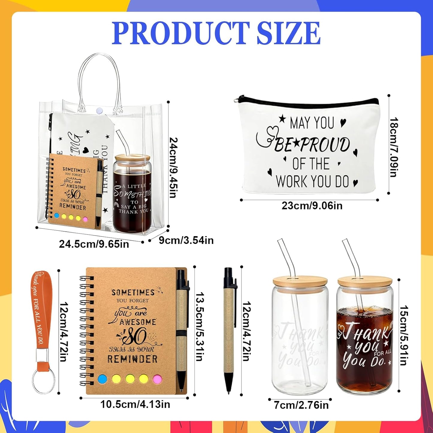 72 Pzas Taza Vidrio 16oz Bolsa Maquillaje Cuaderno