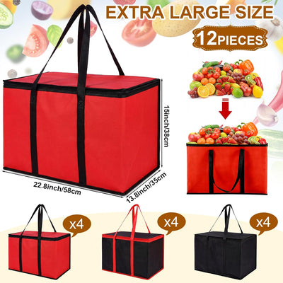 12 Bolsas Aisladas XXXL Reutilizables Con Asas