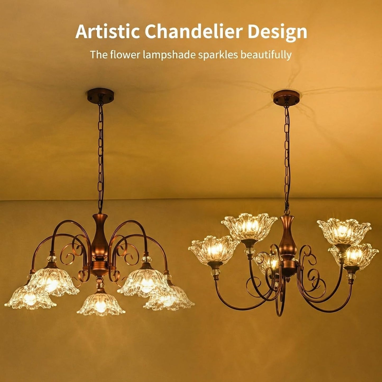 Candelabro vintage 5 luces bronce rojo cristal