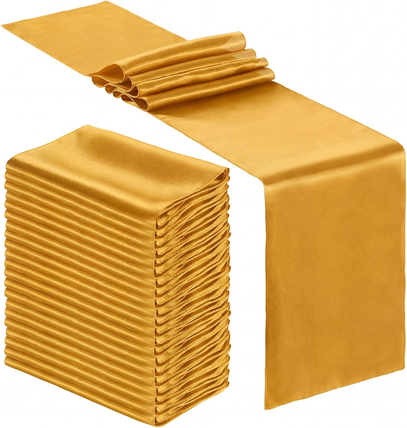 Mantel de satén dorado 12 x 108 pulgadas para banquetes y fiestas