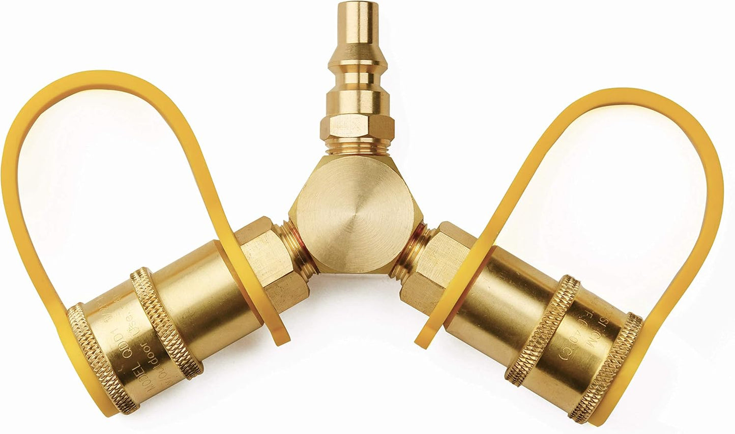 Adaptador Y propano 1/4pulg para RV conexión rápida