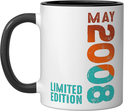 Taza de cerámica vintage 2008 negra/blanca
