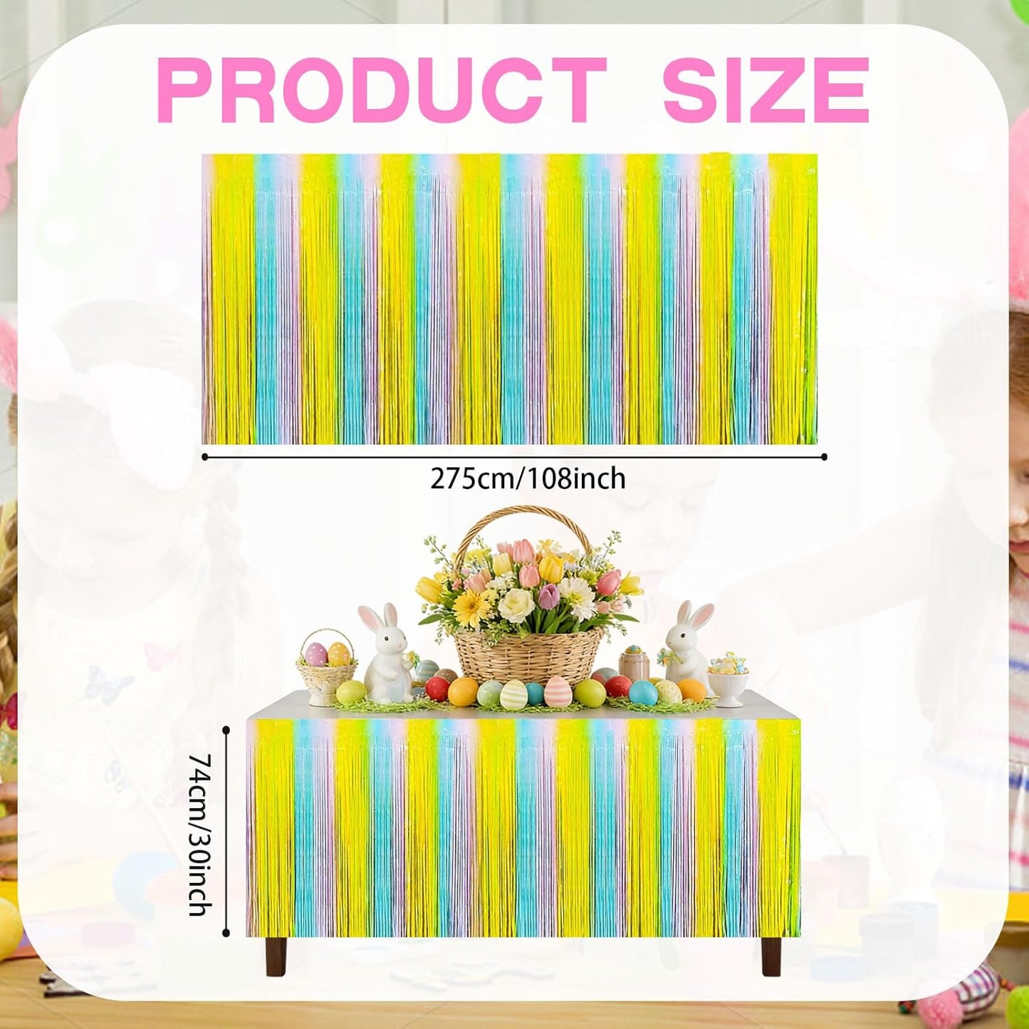 2 Faldas Mesa Pascua Flecos Aluminio 30x108pulg Funda Arcoíris
