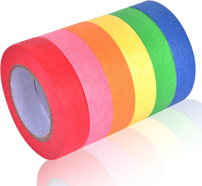 Pack 6 Cintas Enmascarar 0.6pulg x15yd 6 Colores Brillantes