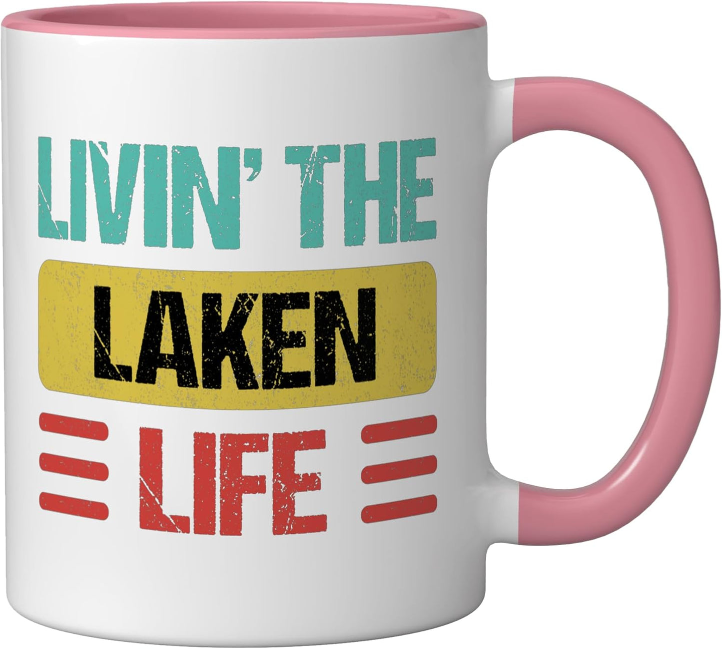 Taza Cerámica Color Rosa y Blanco