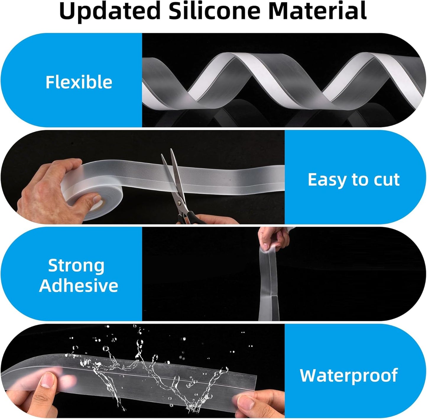 Cinta silicona transparente para puertas ventanas adhesiva fuerte