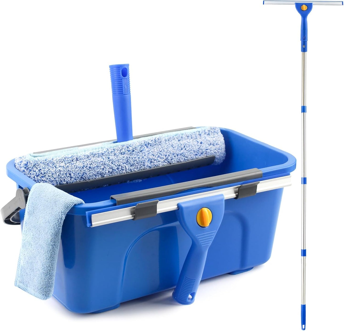 Kit limpieza ventanas cubeta 3gal escobilla 14pulg