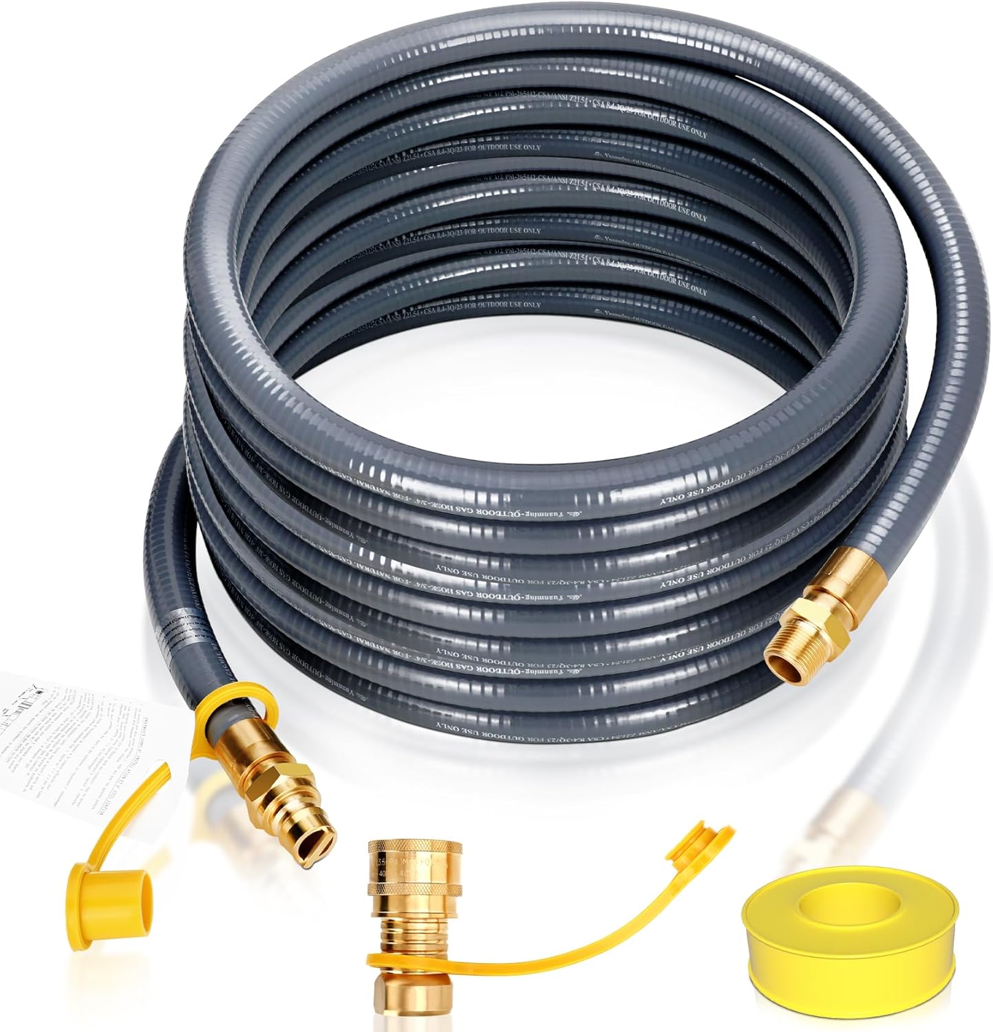 Manguera gas natural 3/4" 50ft con conexión rápida para generador