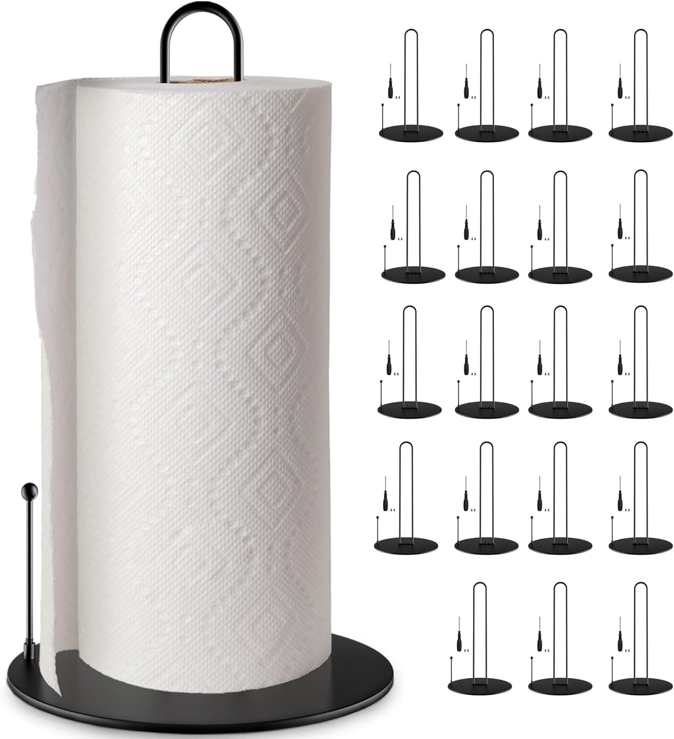 Pack 20 Soportes Toallas Papel Negro Encimera Cocina