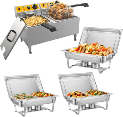 Set 3 Chafer Acero Inox 8QT con Fregadora 20L 3500W