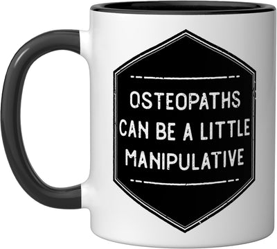 Taza de cerámica para doctor osteópata divertida negra/blanca