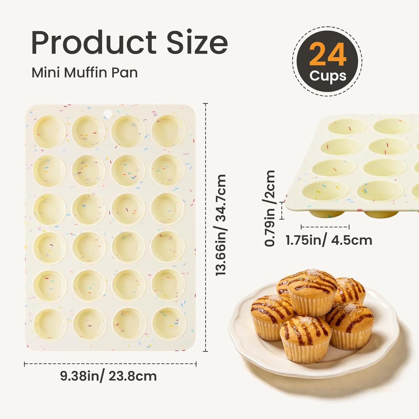Mini molde silicona magdalenas 24 tazas antiadherente sin BPA