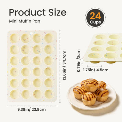 Mini molde silicona magdalenas 24 tazas antiadherente sin BPA