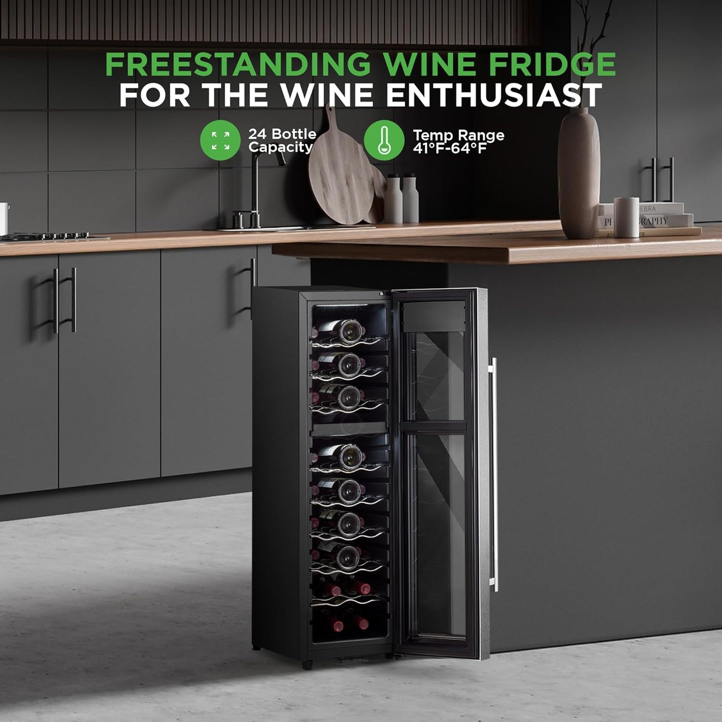 Refrigerador vino NutriChef 24 botellas doble zona 41-64°F
