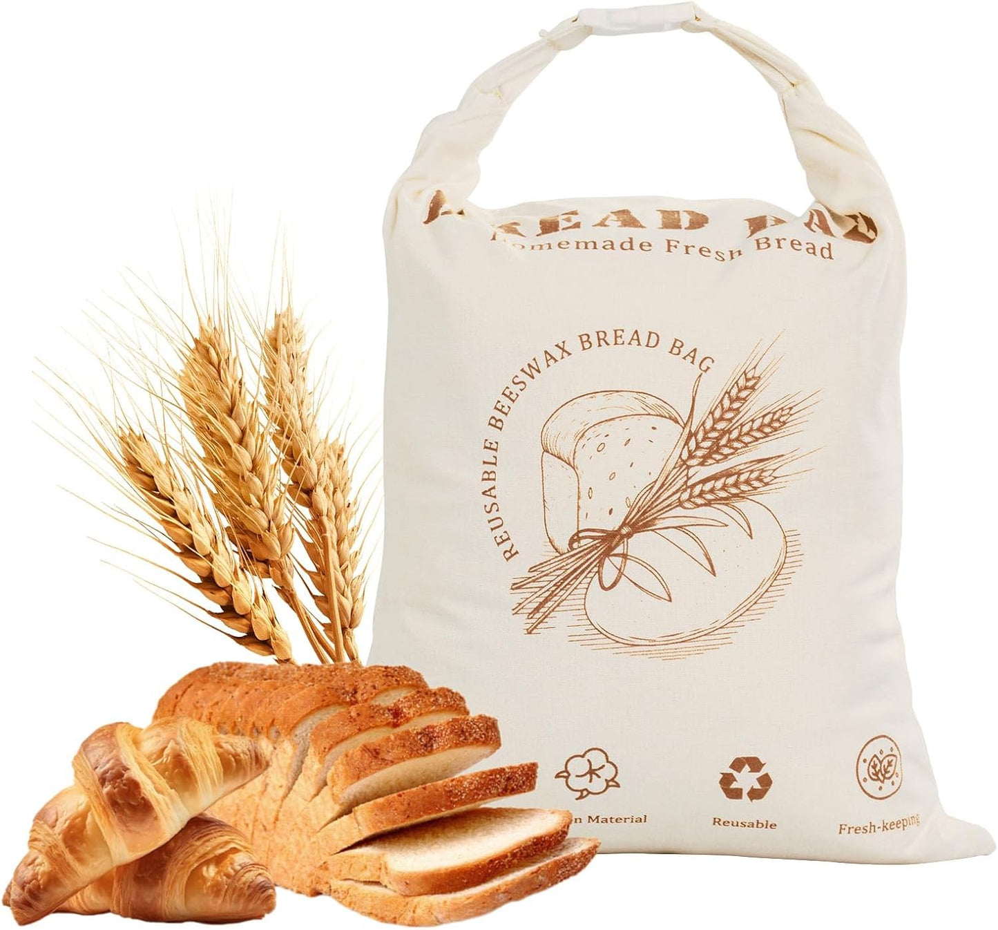 Bolsa de pan de cera de abejas reutilizable con cremallera 17 x 13