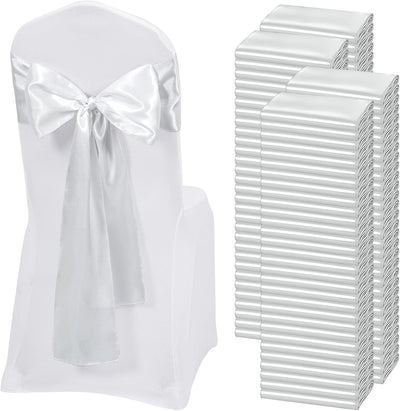 120 Bandas Satén Plateado para Silla Boda Navidad 7x108pulg
