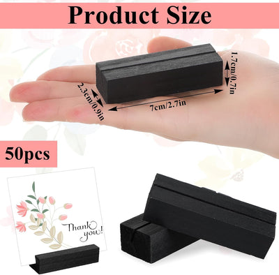 50 pcs soporte para tarjetas de madera negra 3x1 pulg