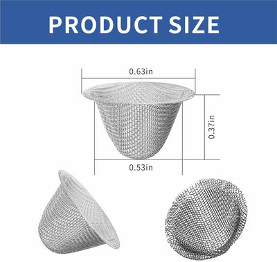 60 Pzas Pantalla Malla Acero Inox 1/2pulg Cónico