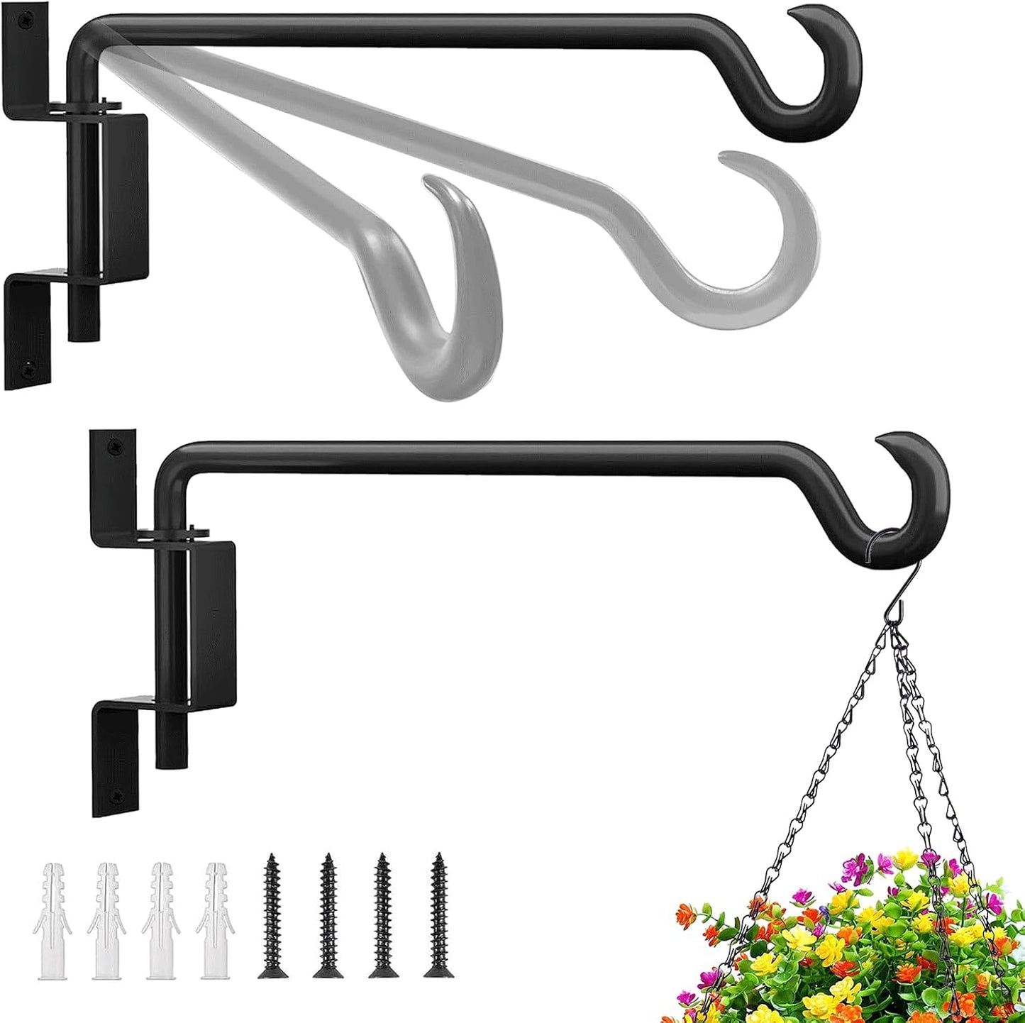 2 Ganchos Giratorios para Colgar Plantas 11.5pulg Interior Exterior