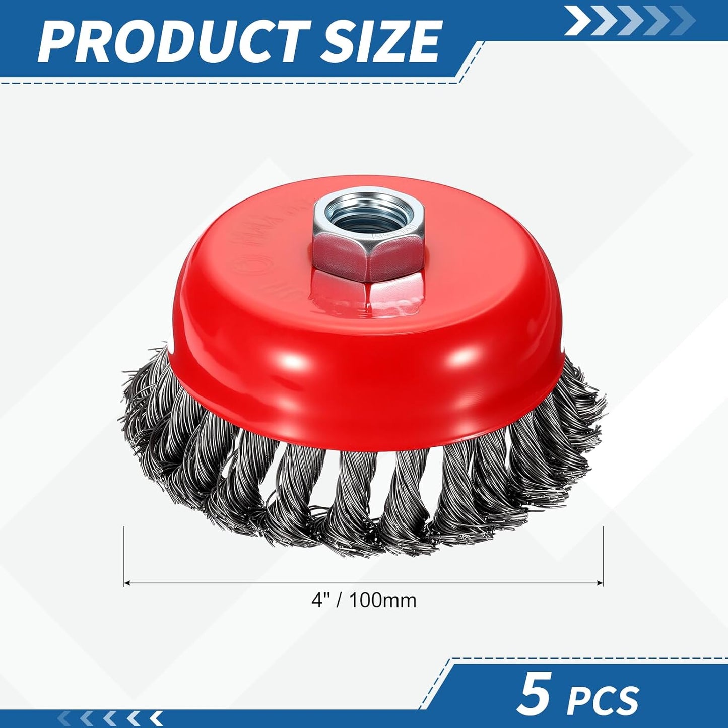 Cepillo alambre acero angular 4pulg set 5 eje 5/8
