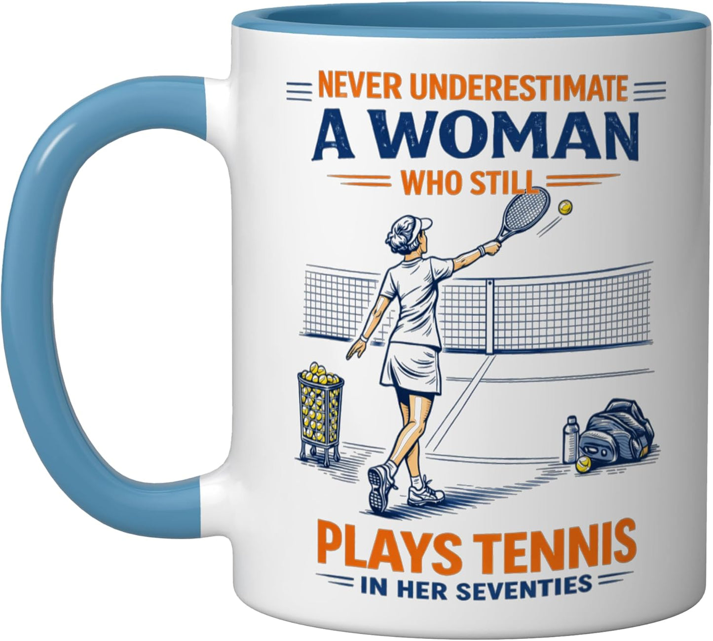 Taza Cerámica 70s Mujer Azul/Blanco