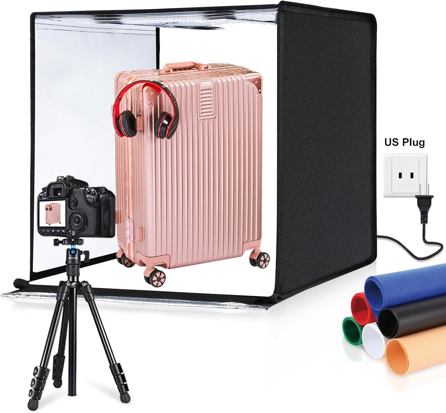 Caja luz 24x24pulg 120 LED CRI95 kit carpa 6 fondos