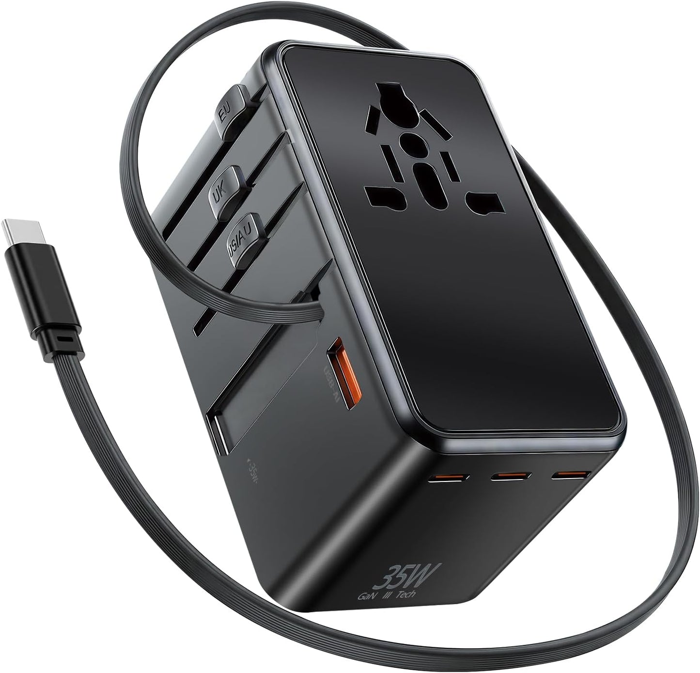 Adaptador viaje GaN 35W 5en1 con cable C