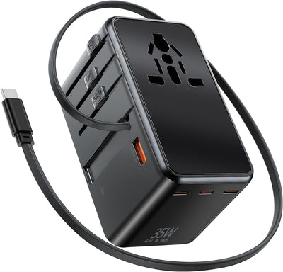 Adaptador viaje GaN 35W 5en1 con cable C