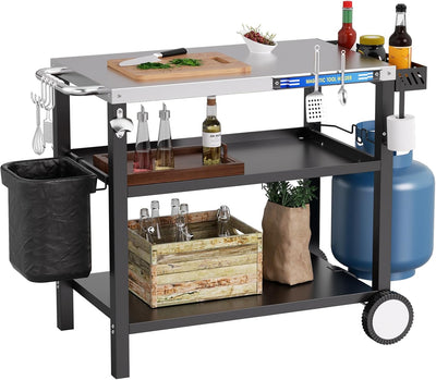Mesa parrilla acero inox 34x20pulg soporte horno pizza