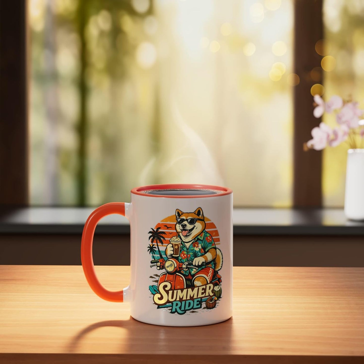 Taza Cerámica DIGOR para Café Frío en Motocicleta Naranja/Blanco