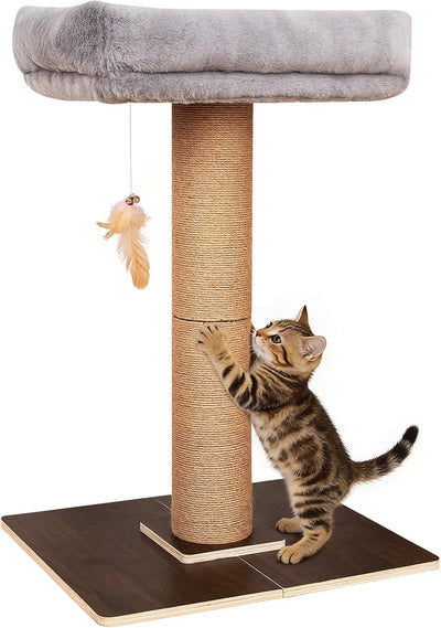 Poste rascador gatos estilo retro perca extraíble gris pino sisal