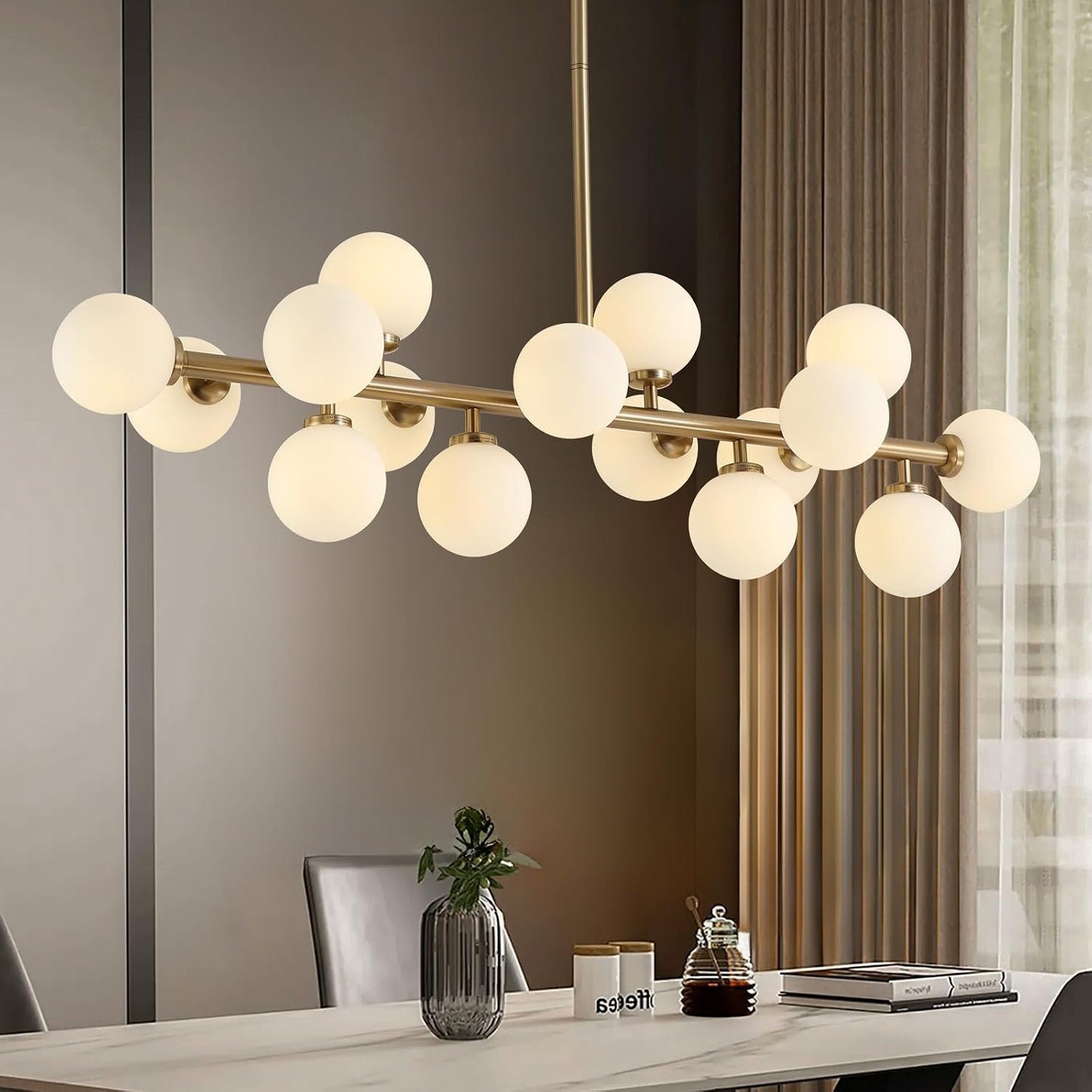 Lámpara Sputnik lineal 16 luces vidrio burbujas 39.4pulg