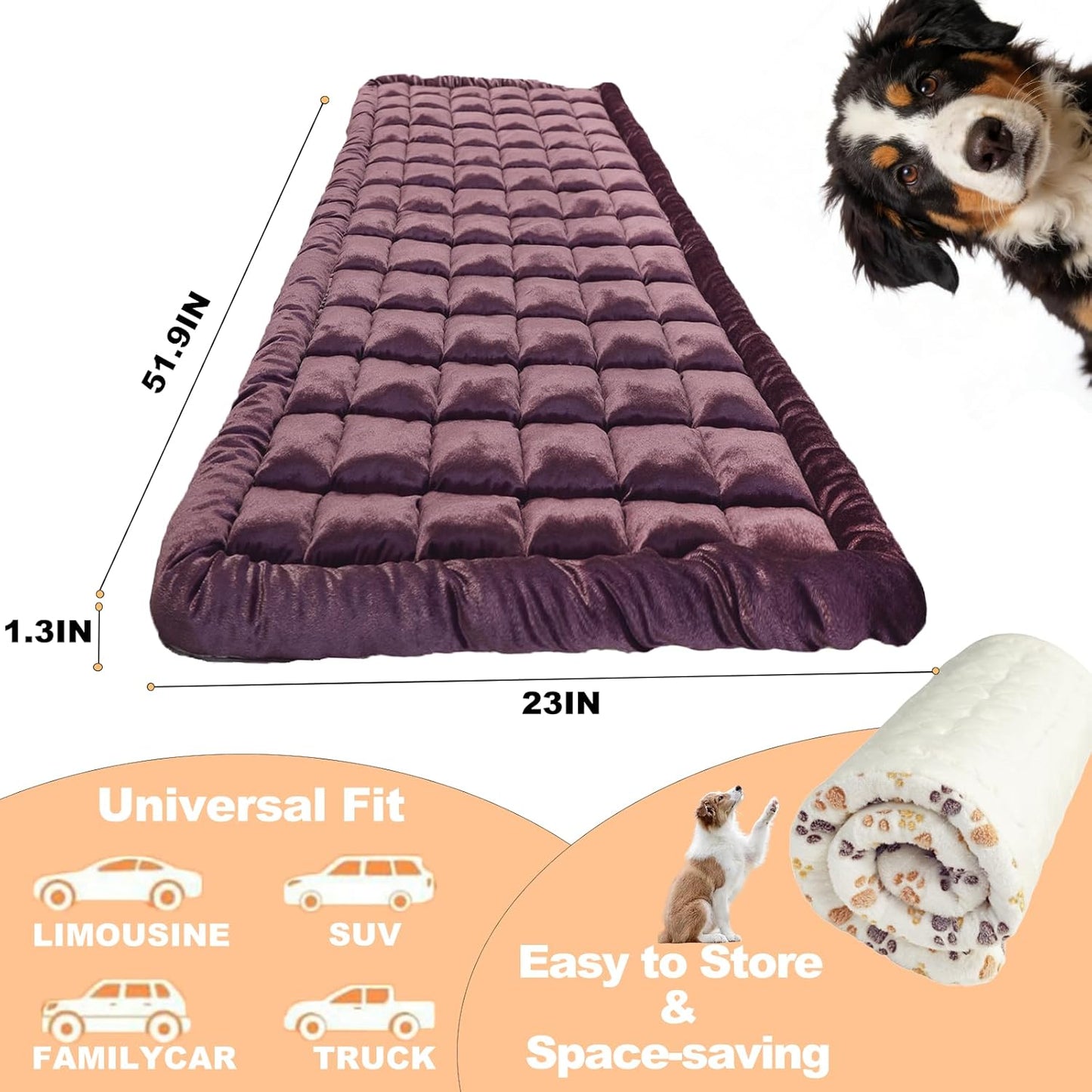 Funda asiento perro trasero franela morada antideslizante