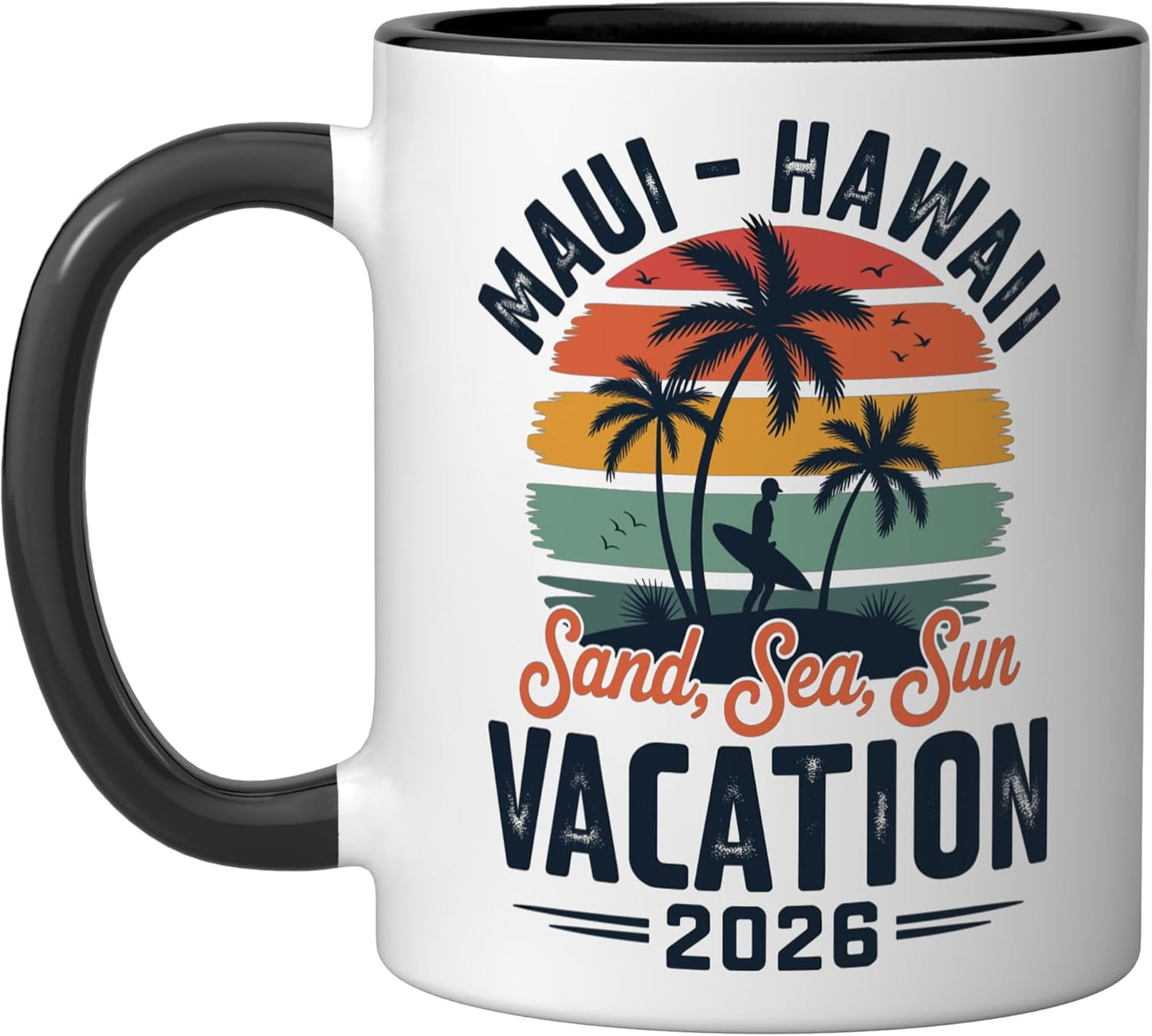 Taza cerámica Maui Hawaii 2026 negra/blanca
