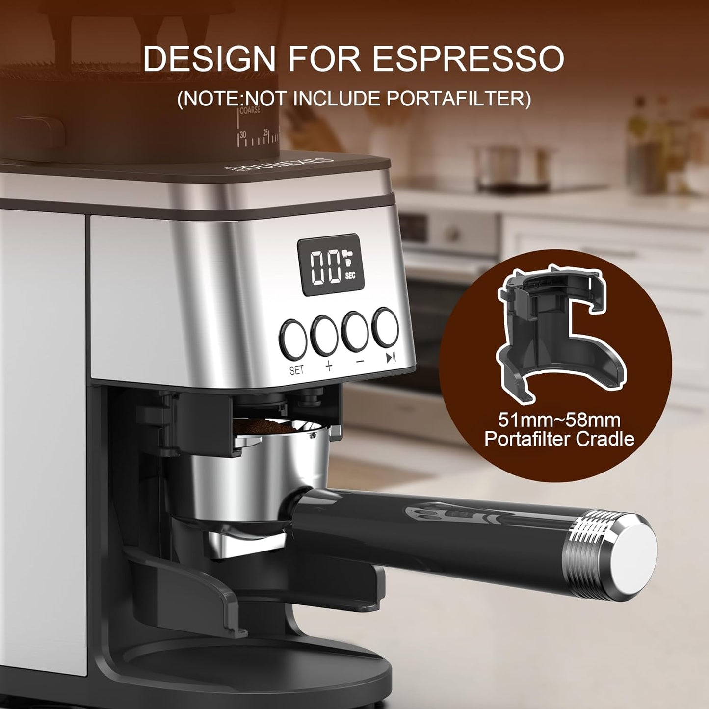 Molinillo café eléctrico acero inox ajustable 30 posiciones
