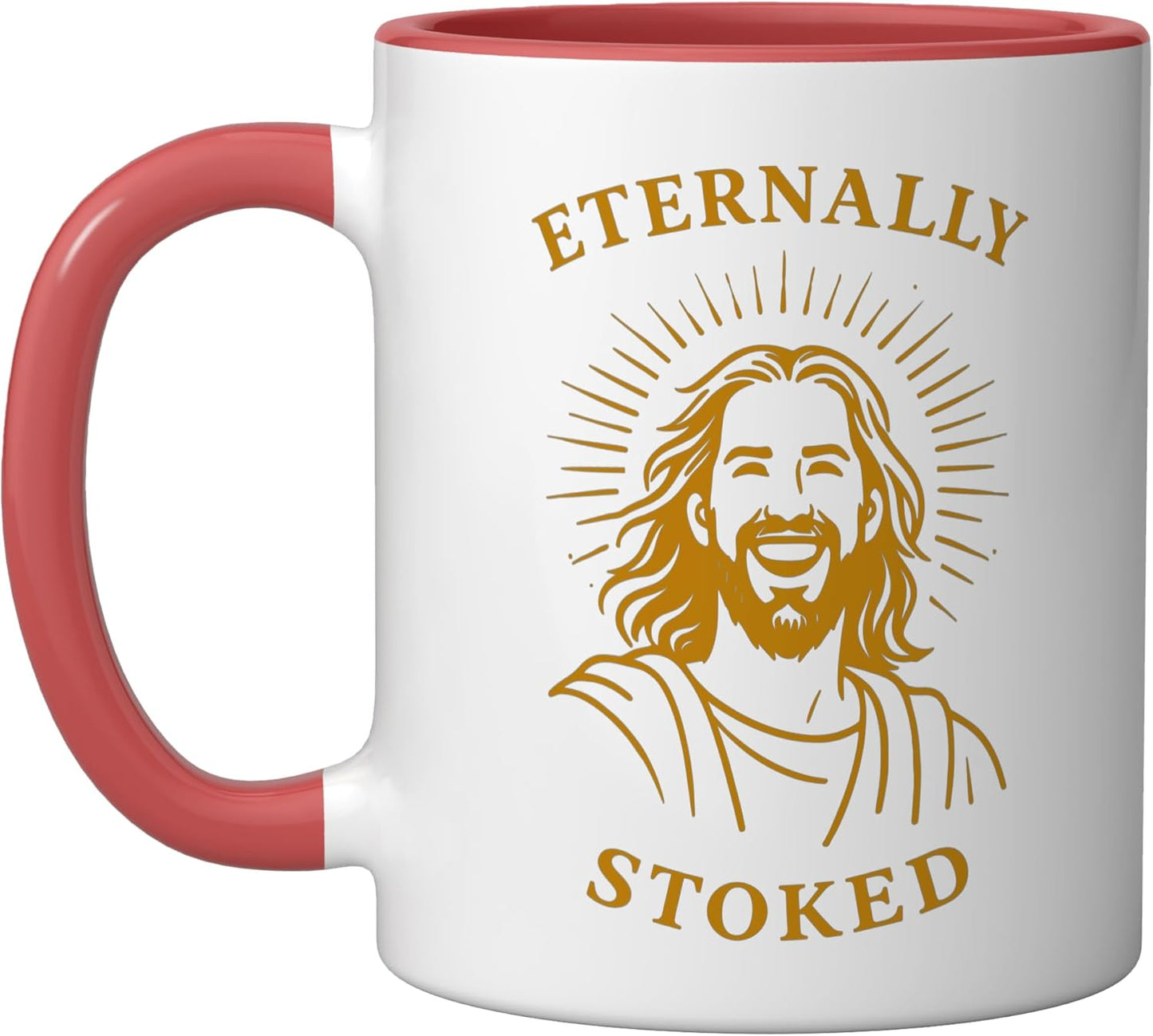 Taza Cerámica Cristiana Diseño Sol Rojo Blanco