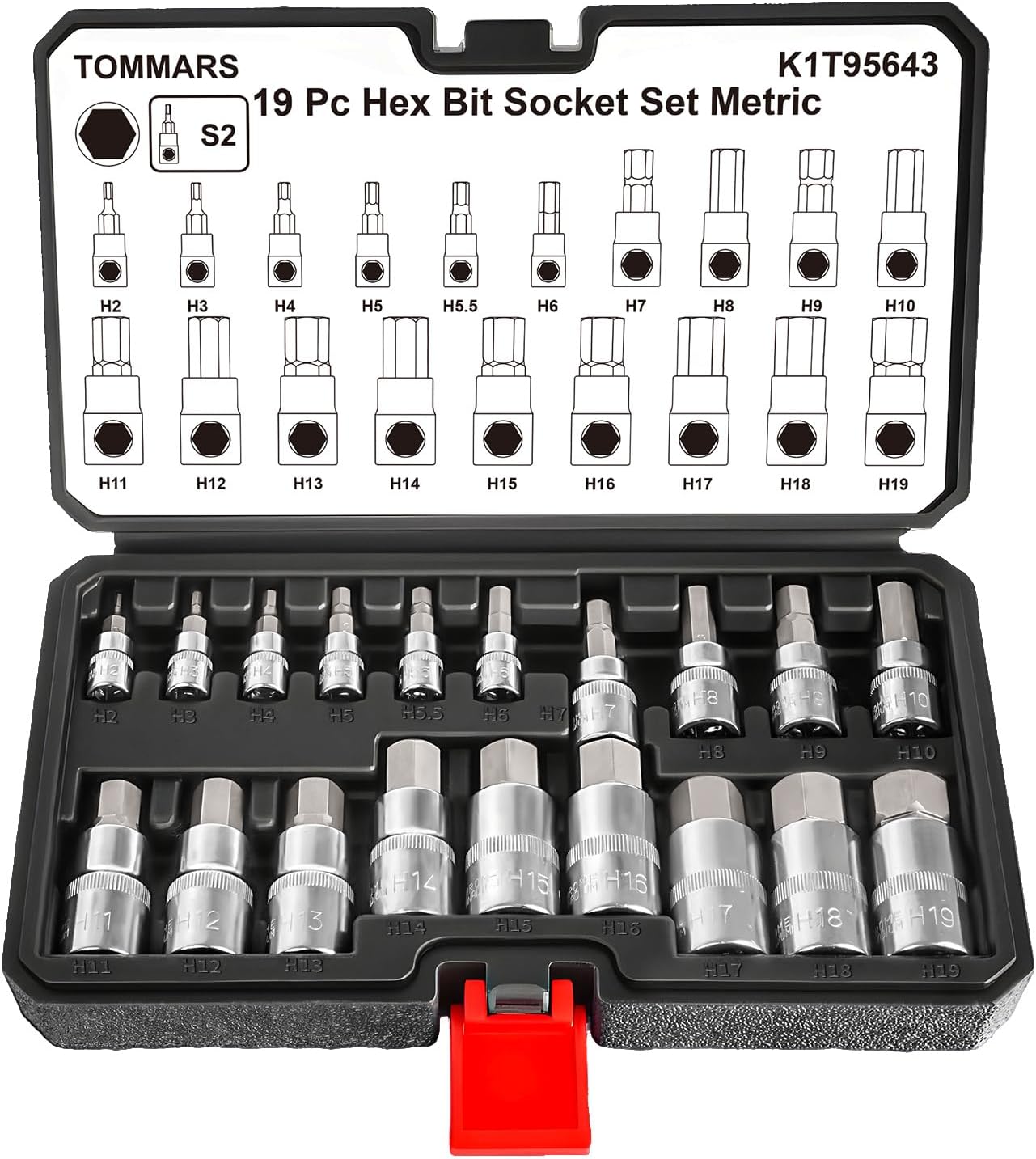 Set 19 Pzas Llaves Hex Métricas H2-H19 1/4 3/8 1/2