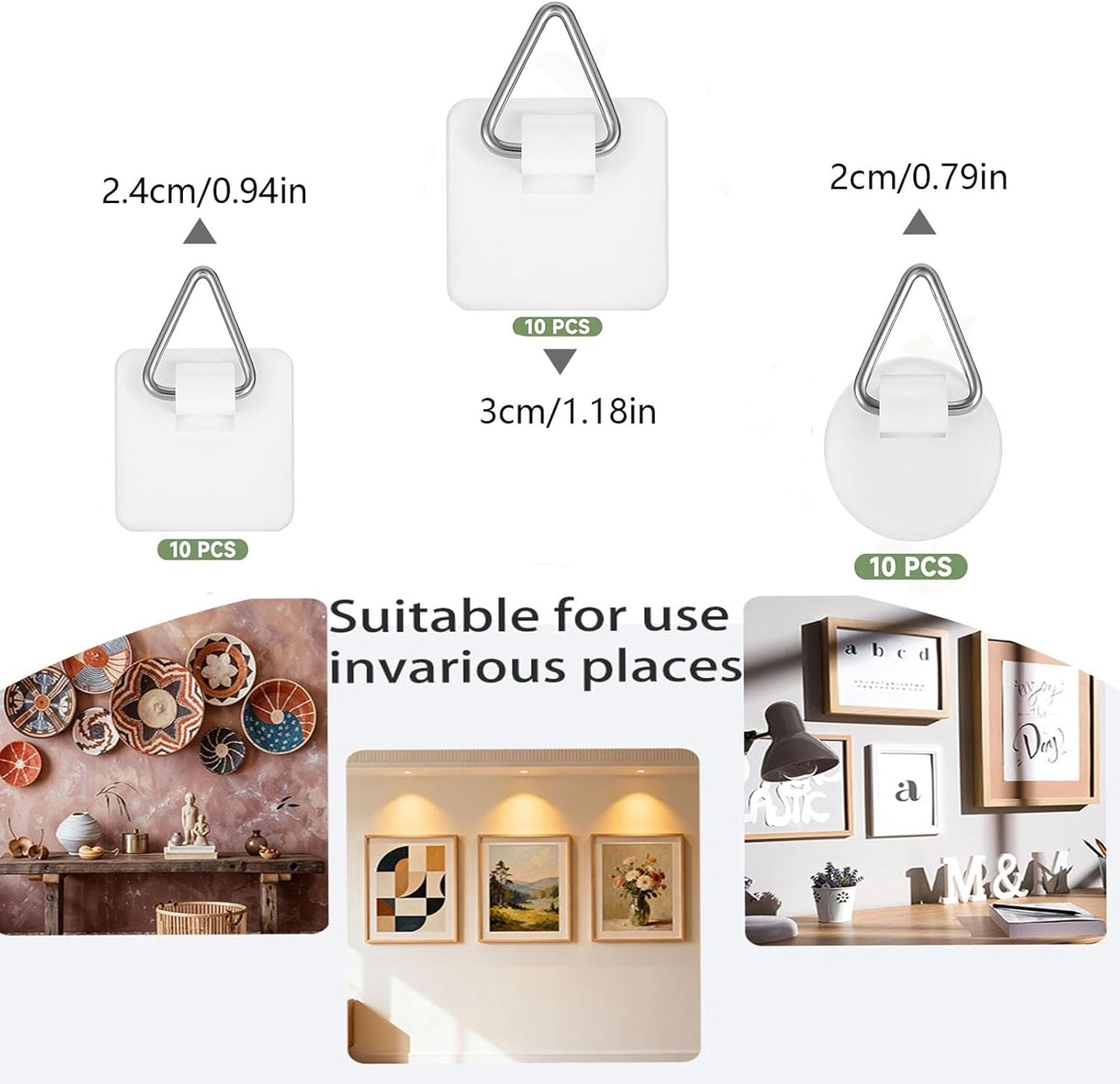 30 Ganchos Adhesivos Invisibles para Fotos y Decoración