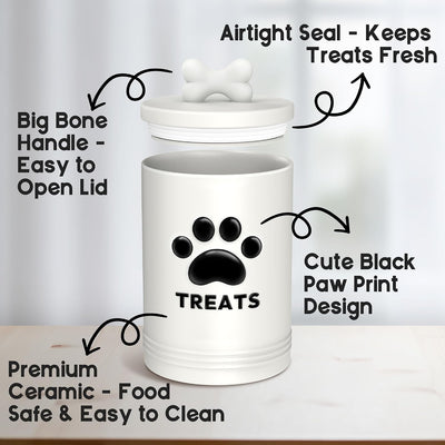 Recipiente hermético para golosinas perros 9.1x5.3pulg cerámica