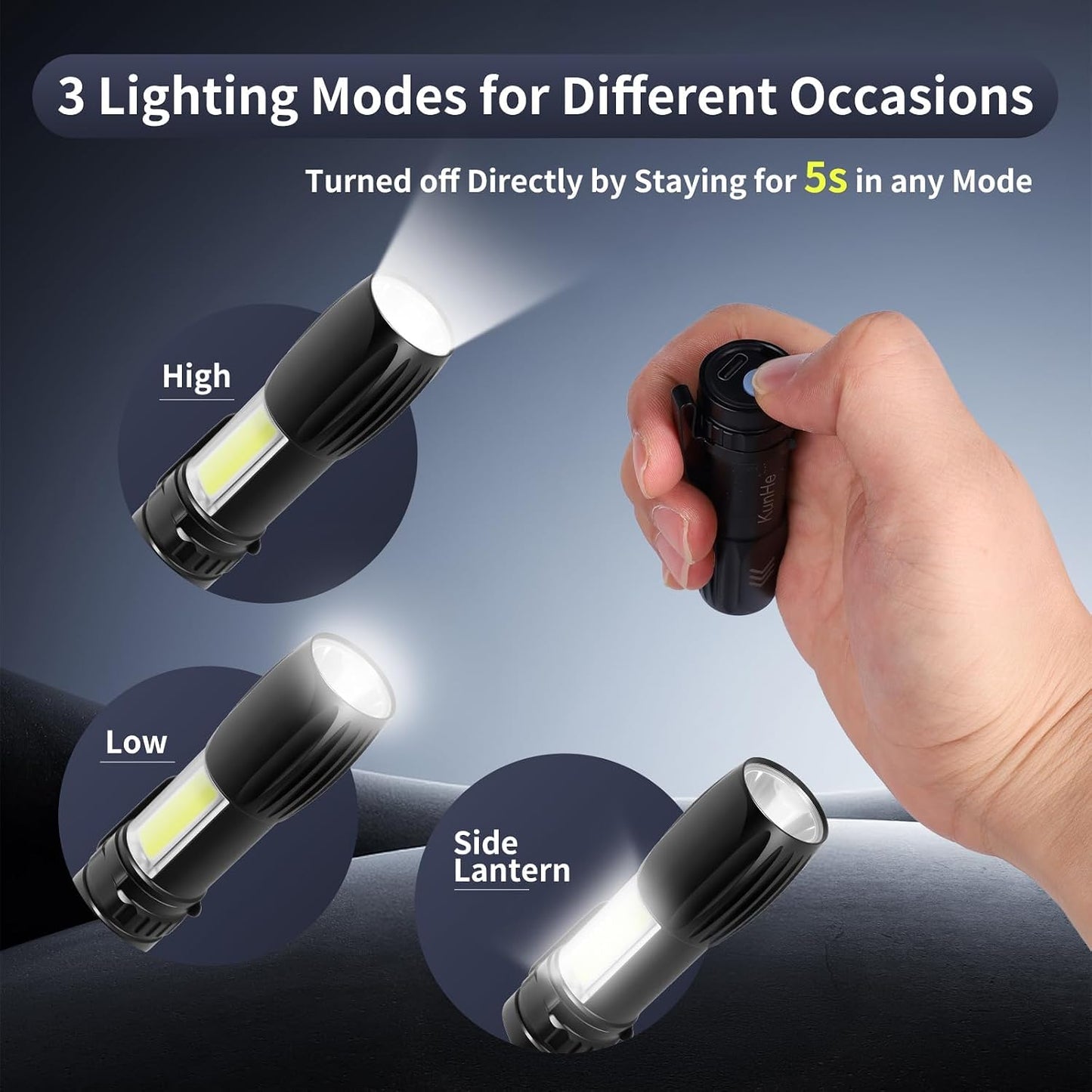 40 Linternas LED recargable con clip EDC para acampar
