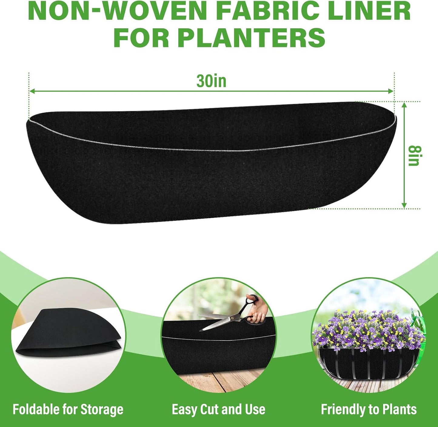 6 Forros Fieltro Negro 30pulg para Jardineras Revestimiento
