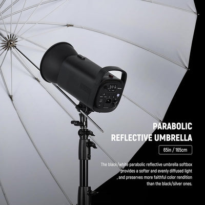 Paraguas reflectante 165cm para foto estudio luz suave con cubierta
