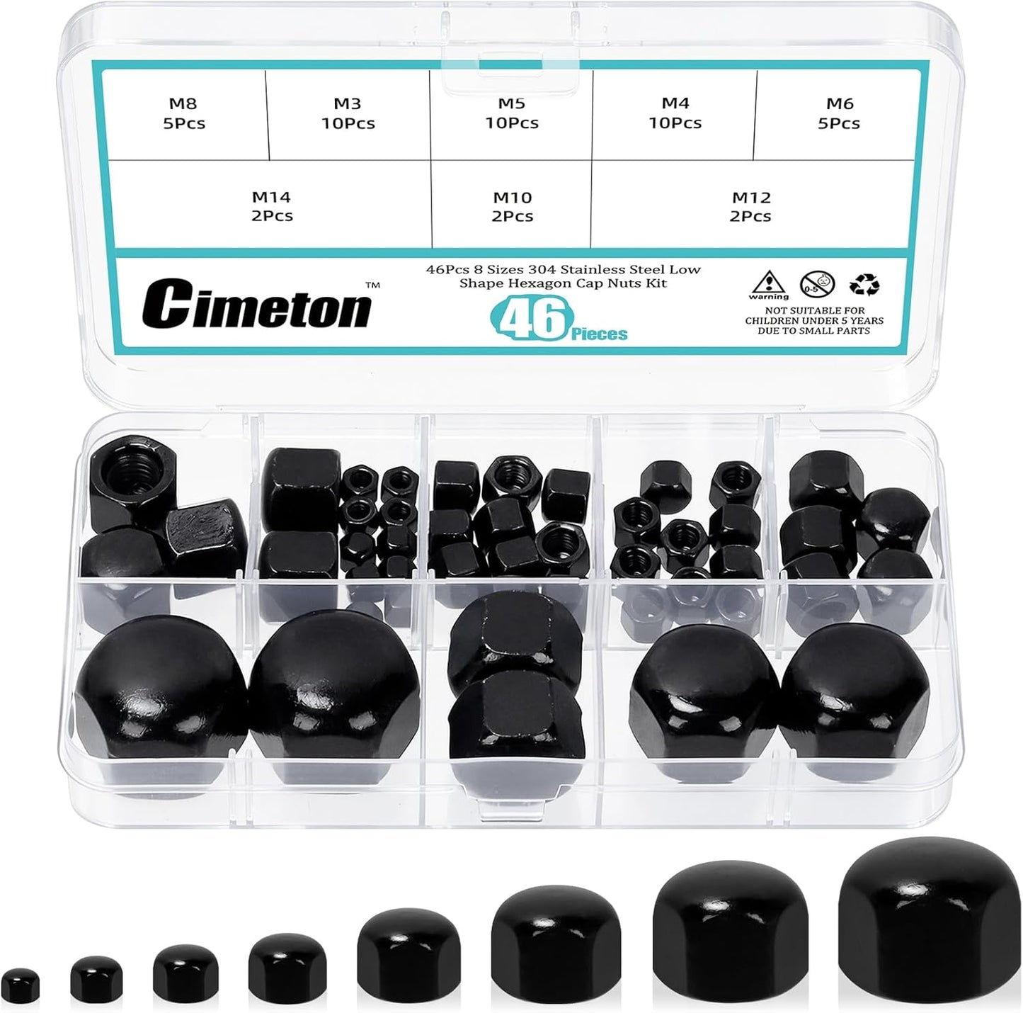 Juego Tapa Hexagonal para Tuercas Acorn Negro